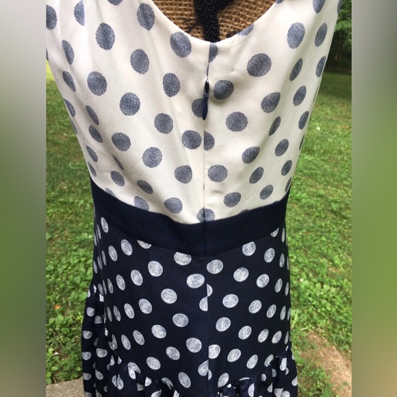 J. Crew Navy and White Polka Dot Dress Size 8 like New!! Beautiful! - Picture 5 of 10